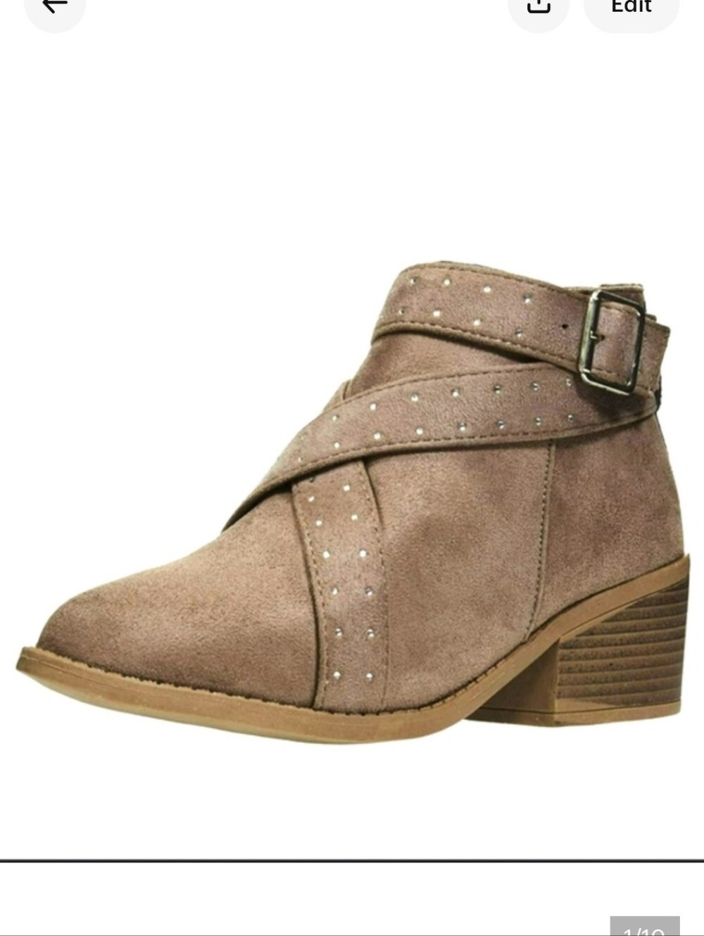 VIA ROSE BROWN MICROSUEDE POINTY TOE STRAPPY BOOTIES SIZE 8